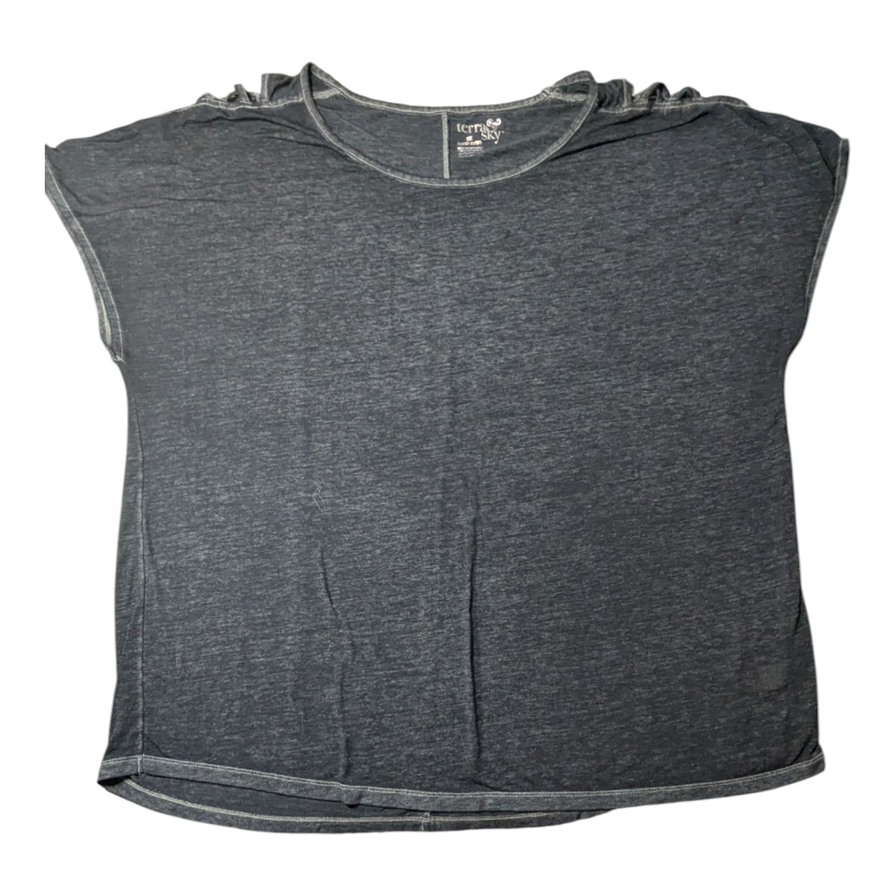 Terra & Sky - Women's Top - Size 2XL -Black- Slits on Sleeve-Good Used Condition